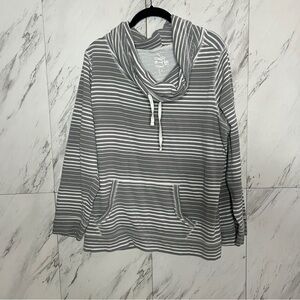 Made for Life Gray Striped Cowl Neck Sweatshirt SZ XL